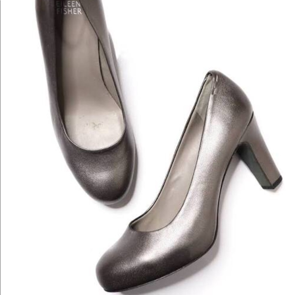 Eileen Fisher Pure II Metallic Leather Pumps 8 👠 - Picture 1 of 8
